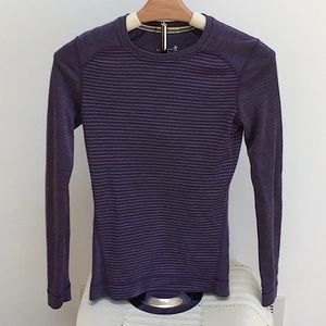 Smartwool Merino 250 Base Layer Top Purple Striped Women’s XS Crew Extra Small